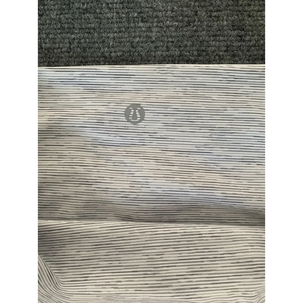 Lululemon Leggings Wunder Under Crop Scallop Hem Gray White Stripes No Tag